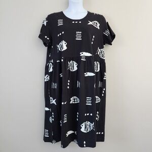 The Vermont Country Store Size XL Black M. MAC Rock Fish Easy-Fit Cotton Dress